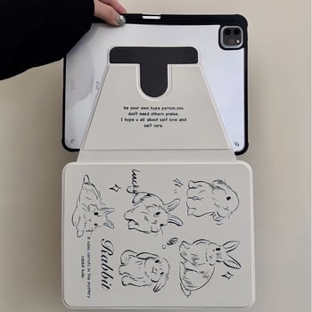 Ochranné puzdro na iPad s flipovým krytom, cartoon dizajn z akrylu, gravírovaný vzor, odolné voči nárazom a pádu, odvod tepla, funkcia spánku