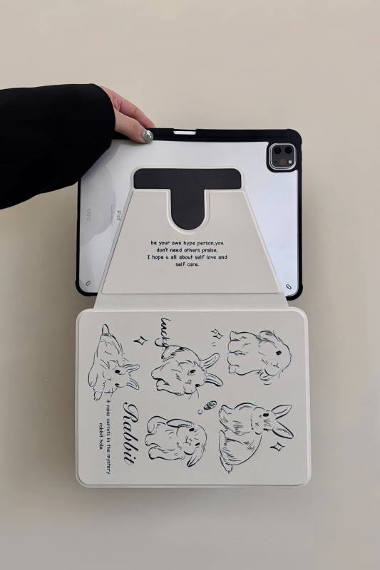 Ochranné puzdro na iPad s flipovým krytom, cartoon dizajn z akrylu, gravírovaný vzor, odolné voči nárazom a pádu, odvod tepla, funkcia spánku