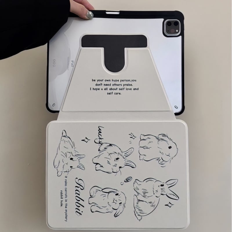 Ochranné puzdro na iPad s flipovým krytom, cartoon dizajn z akrylu, gravírovaný vzor, odolné voči nárazom a pádu, odvod tepla, funkcia spánku