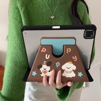 Husă pentru iPad Pro din acril, flip-cover cu design Cartoon; suport modul Sleep; antișoc, disipare căldură, antiamprentă, gravură cu relief; compatibil Apple