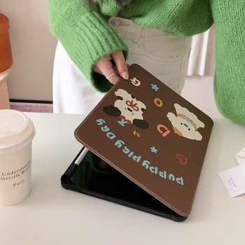Husă pentru iPad Pro din acril, flip-cover cu design Cartoon; suport modul Sleep; antișoc, disipare căldură, antiamprentă, gravură cu relief; compatibil Apple