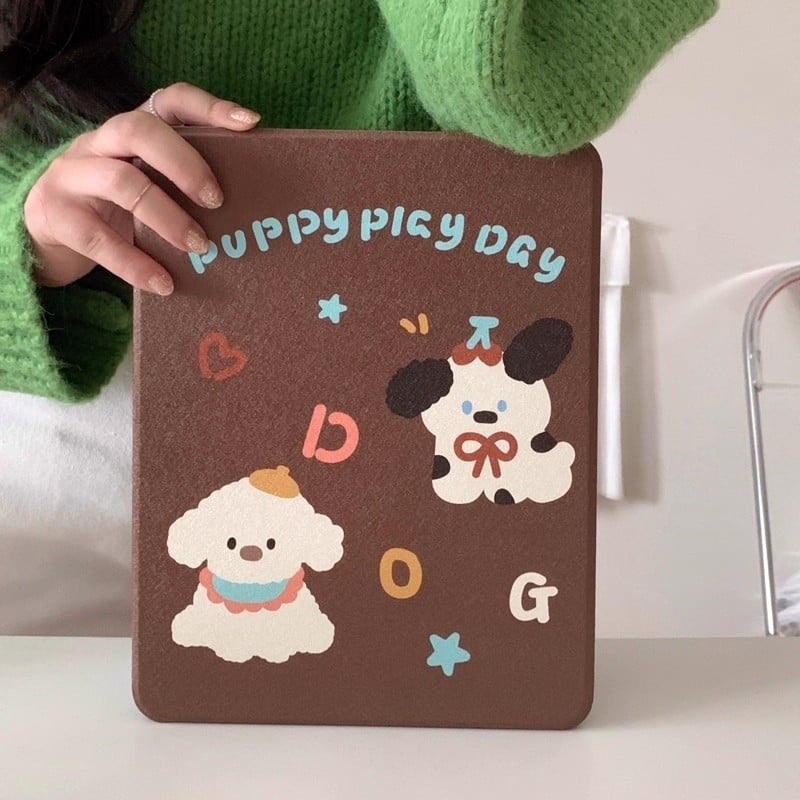 Husă pentru iPad Pro din acril, flip-cover cu design Cartoon; suport modul Sleep; antișoc, disipare căldură, antiamprentă, gravură cu relief; compatibil Apple