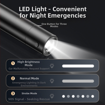 4-u-1 auto čekić za probijanje stakala i spašavanje, s aluminijskom legurom i ABS, težina 120 g
