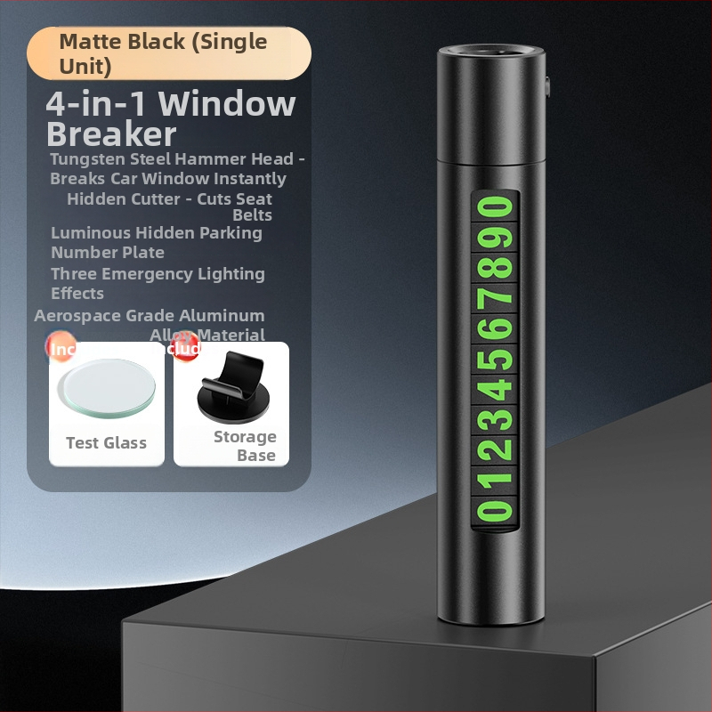 4-u-1 auto čekić za probijanje stakala i spašavanje, s aluminijskom legurom i ABS, težina 120 g