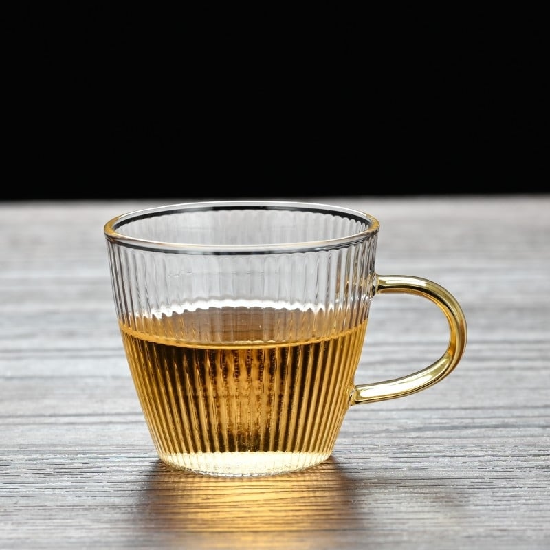 Mo Tian Ιαπωνικού στυλ σετ φλυτζανιών τσαγιού από γυαλί με υφή σφυρηλάτησης – γυάλινα φλιτζάνια, ιαπωνικό στυλ, ελαφρύς πολυτελής ρετρό, 288 τεμάχια