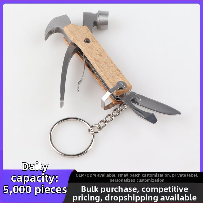Kladivko s pazúrom – Mini multifunkčné náčinie s hlavou z nehrdzavejúcej ocele a drevenou rúčkou; Séria Mini Multi-Function Hammer; Čistá hmotnosť 0,05 kg