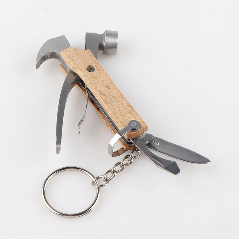 Kladivko s pazúrom – Mini multifunkčné náčinie s hlavou z nehrdzavejúcej ocele a drevenou rúčkou; Séria Mini Multi-Function Hammer; Čistá hmotnosť 0,05 kg