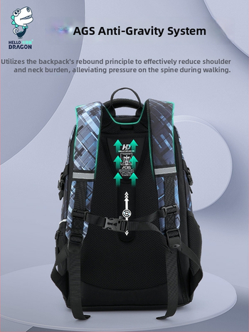 Σακίδιο μαθητών — ελαφρύ, ευρύχωρο με υποστήριξη της σπονδυλικής στήλης; Υλικό: Oxford ύφασμα; διαπνοή, αδιάβροχο, ultra-ελαφρύ; ιμάντες με αερόσακους; γεωμετρικό μοτίβο; κατάλληλο για 5η-6η τάξη.