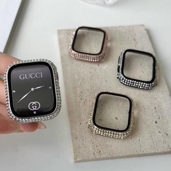 Apple Watch S10 gyémánttok integrált edzett üveg kijelzővédővel – PC héj