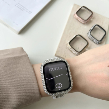 Apple Watch S10 gyémánttok integrált edzett üveg kijelzővédővel – PC héj