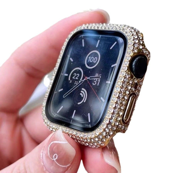 Apple Watch S10 gyémánttok integrált edzett üveg kijelzővédővel – PC héj