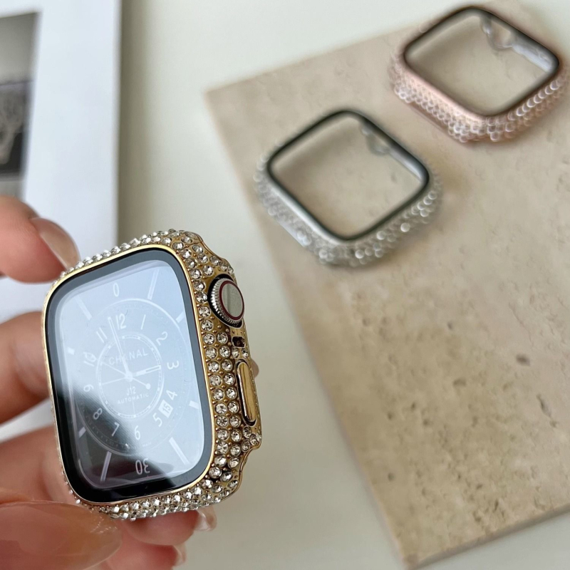 Apple Watch S10 gyémánttok integrált edzett üveg kijelzővédővel – PC héj