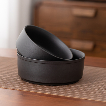 Set ceramic pentru spălatul ceaiului cu bol de ceai și borcan pentru resturi de ceai – premium, stil modern minimalist