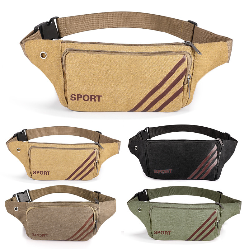 Geantă de piept din pânză pentru bărbați cu fermoar, căptușeală din nailon, modelul 5678