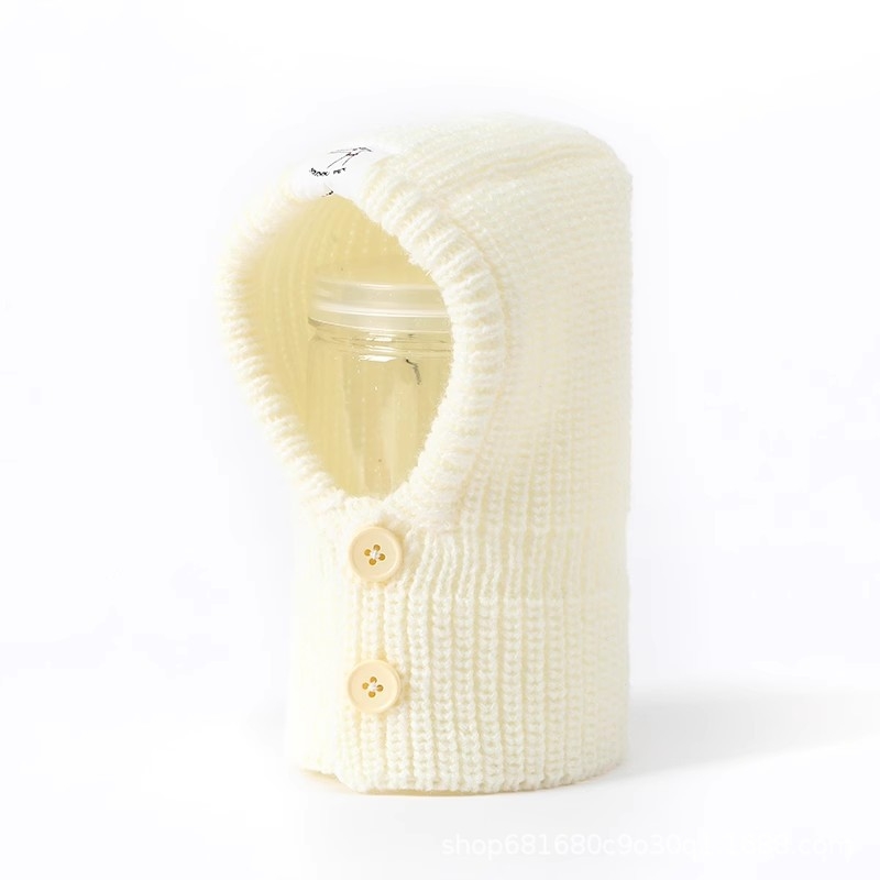 Knit zimska kapa za kućne ljubimce – monohromatski uzorak, akrilni materijal, teški ravni preplet, jesenski stil inspiriran Japanom i Korejom