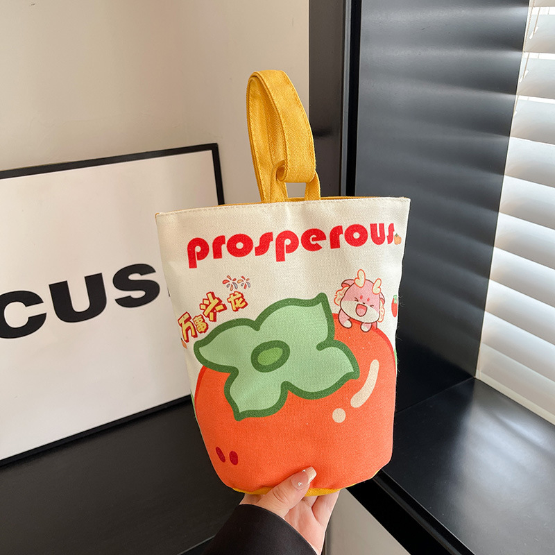 Bucket táska, friss és édes stílus, vászon anyag, vödör alakú forma, mágneses zárás, belső ID zseb