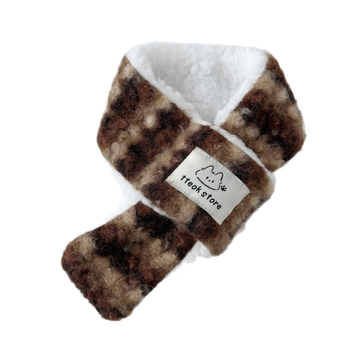 Set eșarfă și pălărie pentru animale de companie – iarnă, stil scandinav, dungă, lână/felt, țesătură grea plată, finisaj satin