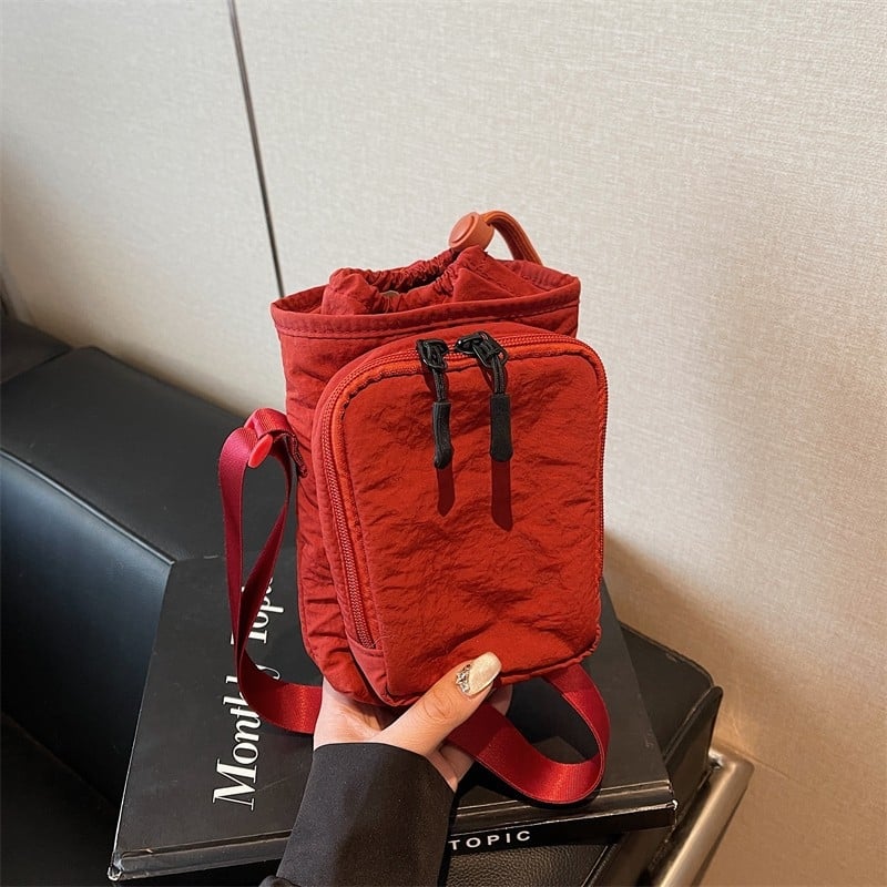 Geantă crossbody din pânză pentru sticlă de apă și telefon, pentru yoga și activități în aer liber — respirabilă, impermeabilă, căptușeală din poliester, utilizare zilnică