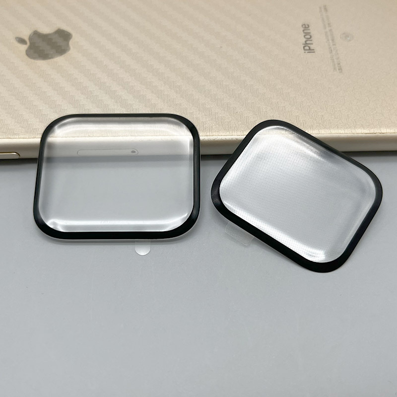 Apple Watch aizsargstikls no grūdena stikla ar oglekļa šķiedras raksturu, Asahi stikls, mīksti mali, saderīgs ar iWatch