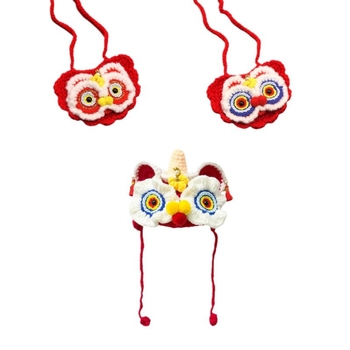 Pălărie pluş pentru animale de companie cu cap de leu/tigru – bumbac, universal, utilizare pe tot timpul anului, fără licență IP