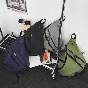 Geantă crossbody din nylon pentru bărbați — stil stradal, model solid, căptușeală din nylon, buzunare multiple, capacitate mare