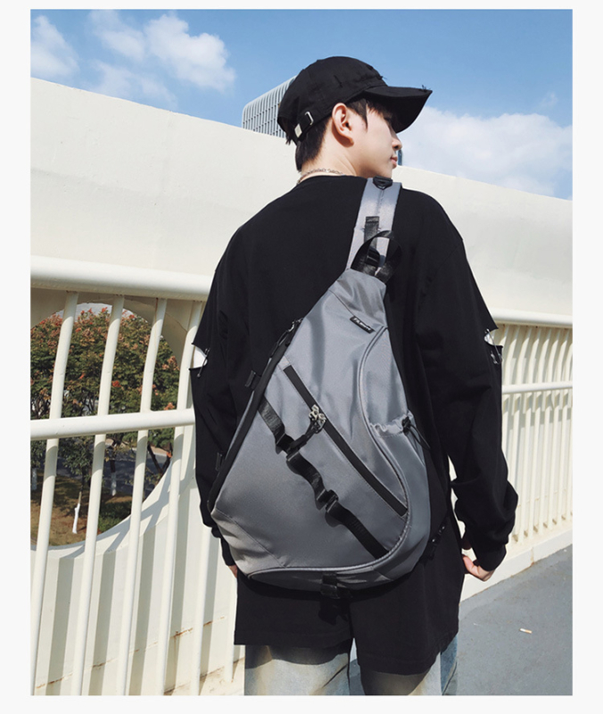 Geantă crossbody din nylon pentru bărbați — stil stradal, model solid, căptușeală din nylon, buzunare multiple, capacitate mare