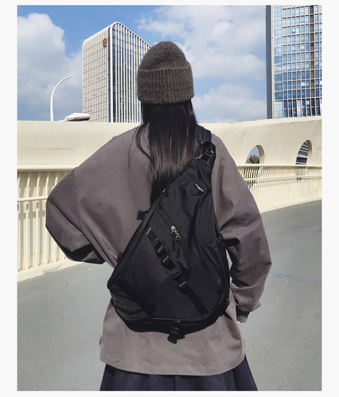 Geantă crossbody din nylon pentru bărbați — stil stradal, model solid, căptușeală din nylon, buzunare multiple, capacitate mare