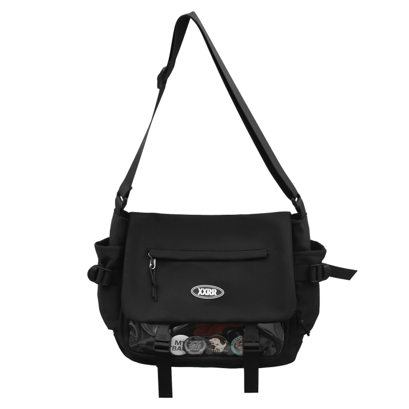 Muška crossbody torba od najlona, prozračna i proširiva, uzorak s slovima, podstava od poliester
