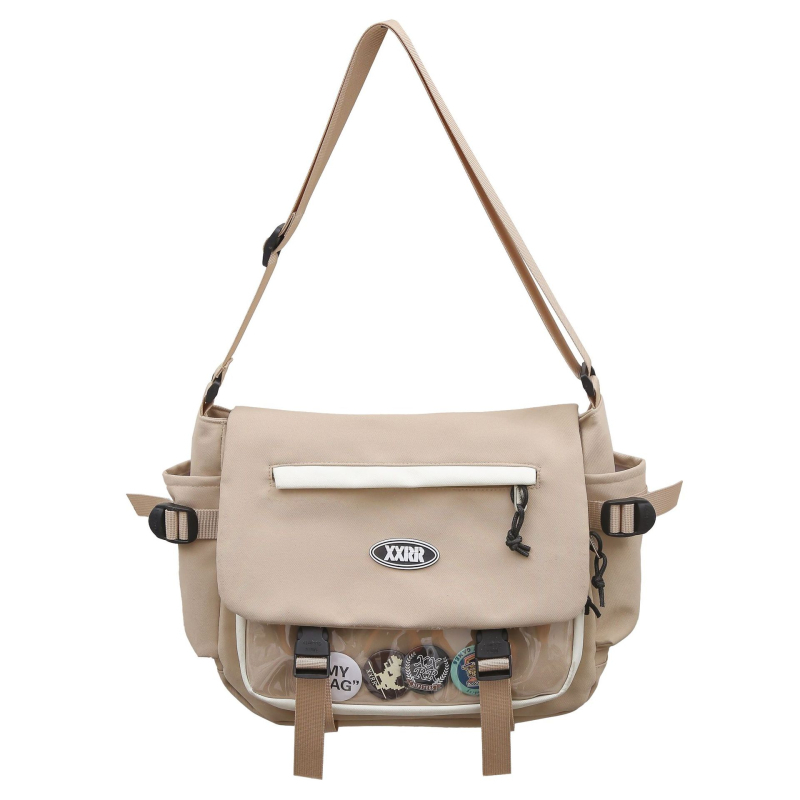 Muška crossbody torba od najlona, prozračna i proširiva, uzorak s slovima, podstava od poliester