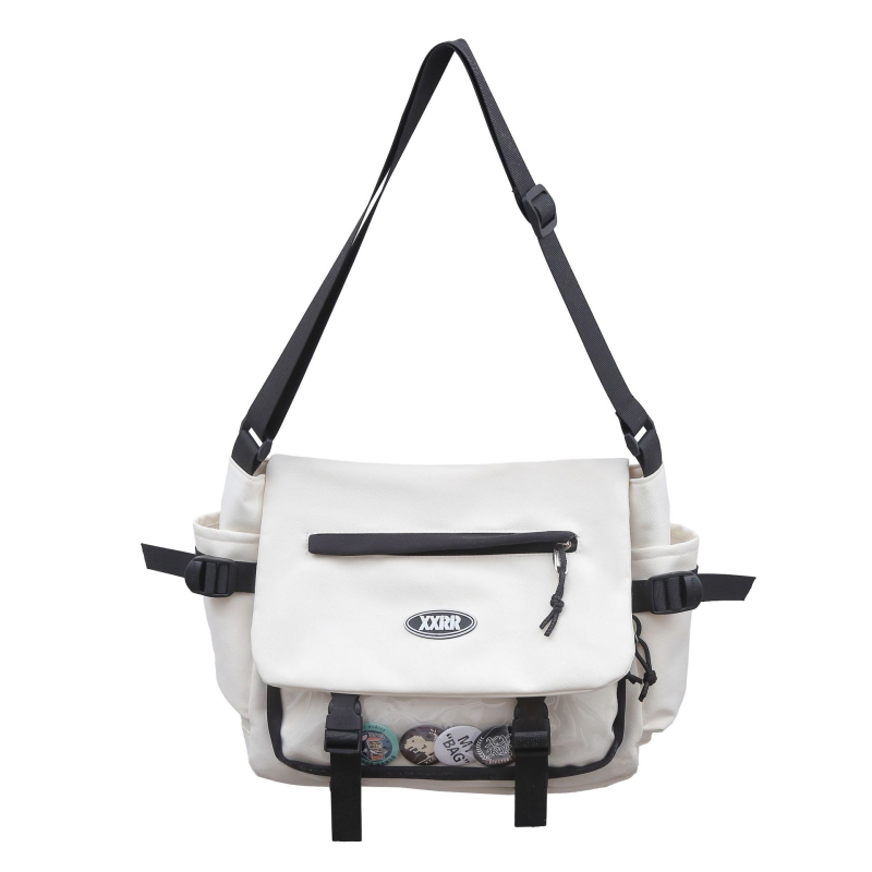 Muška crossbody torba od najlona, prozračna i proširiva, uzorak s slovima, podstava od poliester