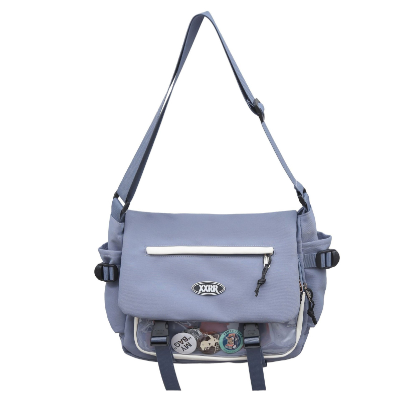 Muška crossbody torba od najlona, prozračna i proširiva, uzorak s slovima, podstava od poliester