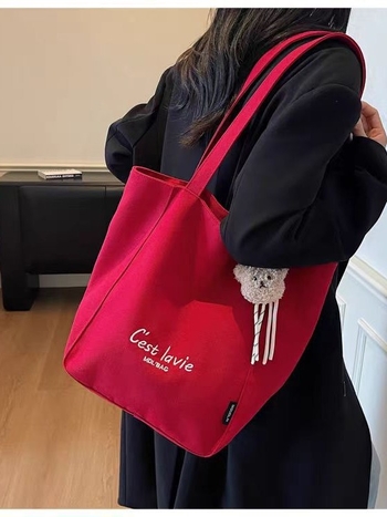 Vászon Tote táska utazásokhoz - szabadidős stílus, függőleges négyzet alakú forma, cipzáras záródás, belső nylon bélés