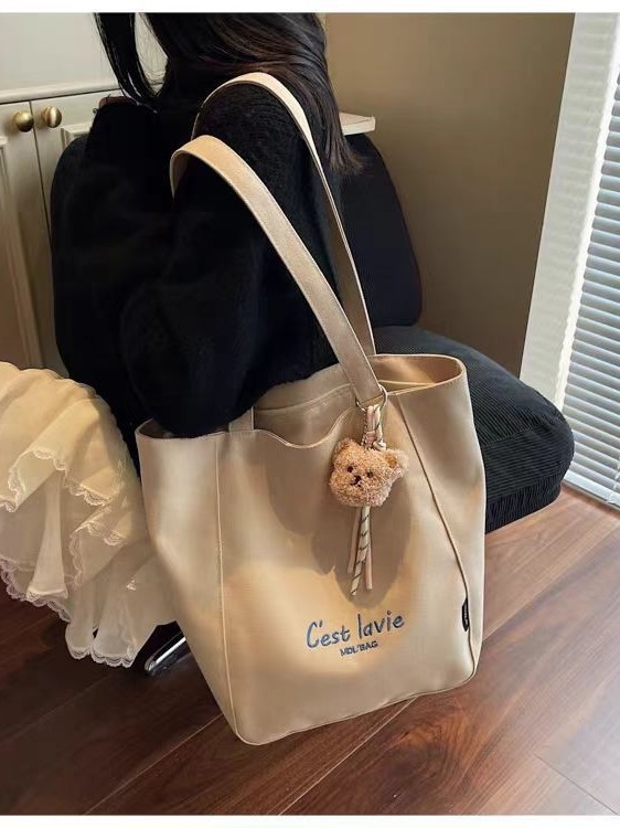 Vászon Tote táska utazásokhoz - szabadidős stílus, függőleges négyzet alakú forma, cipzáras záródás, belső nylon bélés