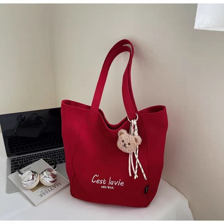 Vászon Tote táska utazásokhoz - szabadidős stílus, függőleges négyzet alakú forma, cipzáras záródás, belső nylon bélés