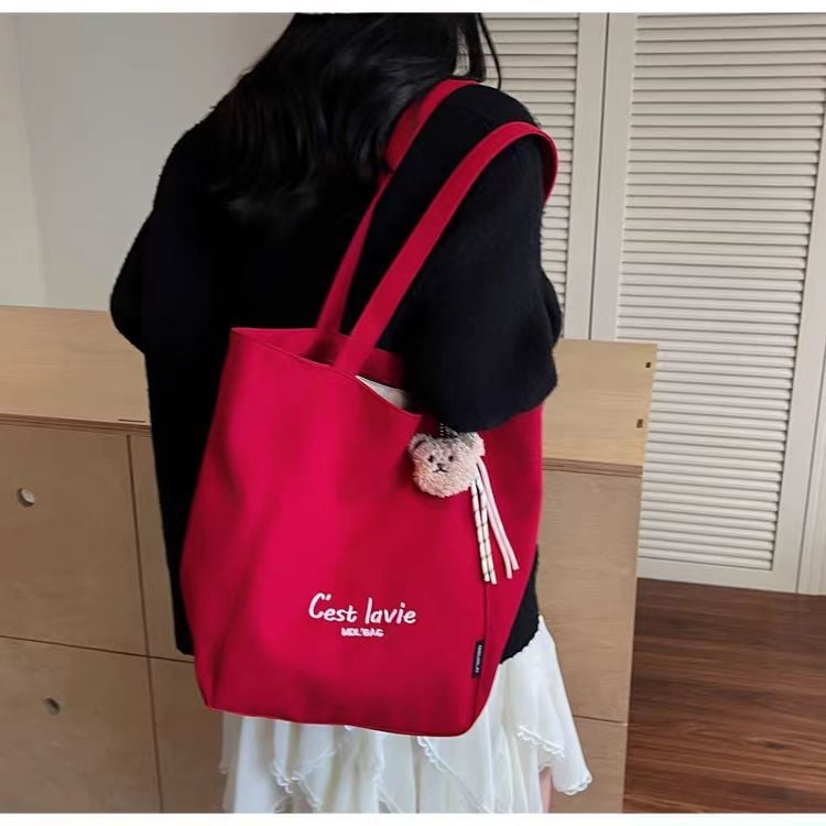 Vászon Tote táska utazásokhoz - szabadidős stílus, függőleges négyzet alakú forma, cipzáras záródás, belső nylon bélés