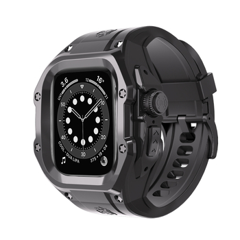 Apple Watch Ultra 2 védőtok sportos/kültéri használatra – TPU+PC; kompatibil Watch4; tartalmaz: órakeret, óraszíj, alkoholos tasak, használati útmutató; licencelt magánmárka