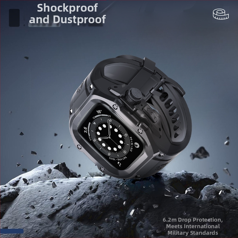 Apsauginė dėžutė Apple Watch Ultra 2 – TPU+PC medžiagos; suderinama su Watch4; komplekte: laikrodžio rėmas, diržas, alkoholio maišelis, instrukcija; licencijuotas privatus ženklas