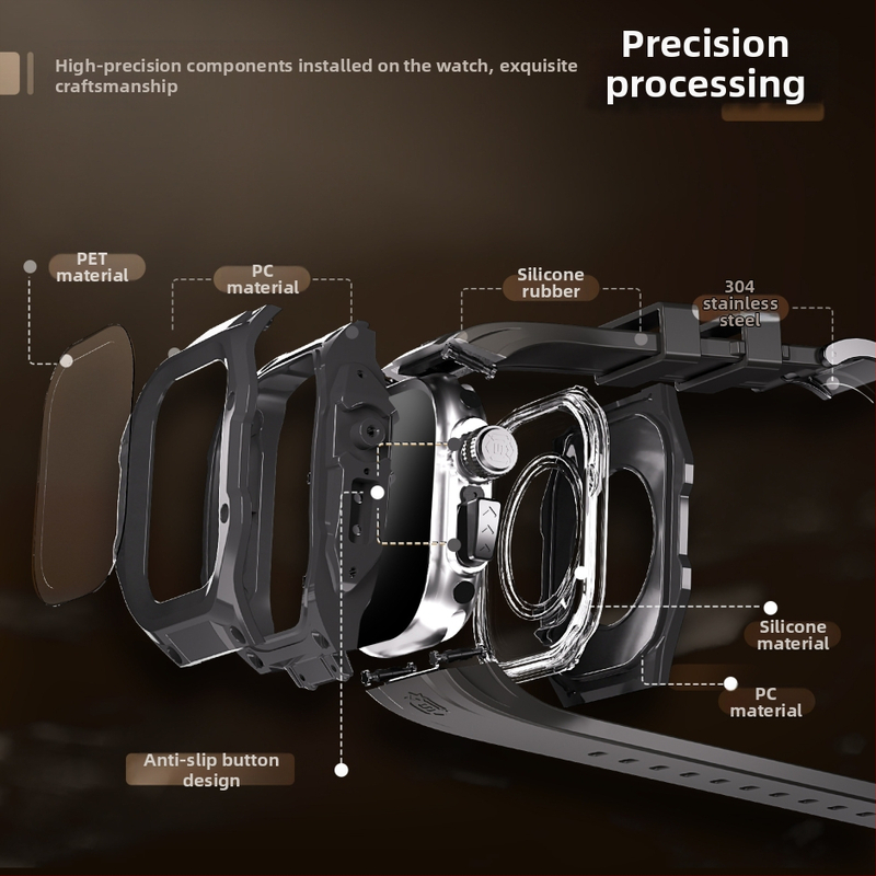 Apple Watch Ultra 2 kaitsekorpus – TPU+PC materjal; ühilduv Watch4; komplektis sisaldab: kellakarp, kellarihm, alkoholikott, manuaal; litsentsiga privaatne kaubamärk