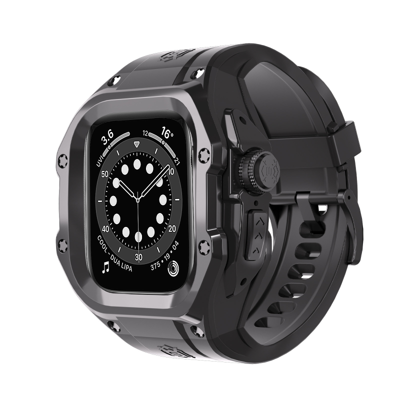 Apple Watch Ultra 2 védőtok sportos/kültéri használatra – TPU+PC; kompatibil Watch4; tartalmaz: órakeret, óraszíj, alkoholos tasak, használati útmutató; licencelt magánmárka