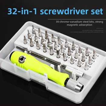 32‑в‑едно многофункционален ръчен отвертков комплект за ремонт на мобилни телефони и компютри, Cr-Mo стомана, магнитни върхове