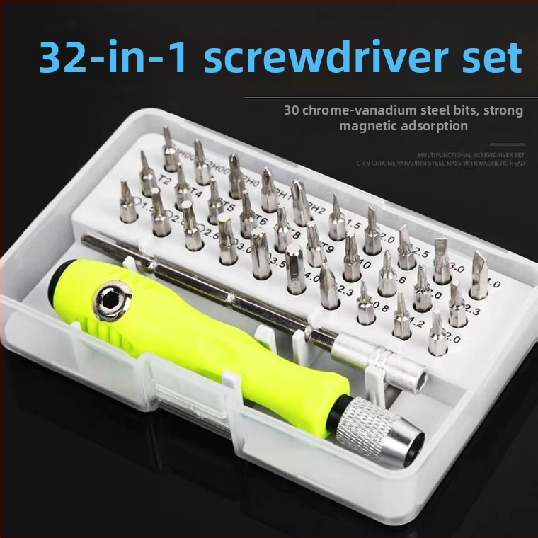 32‑в‑едно многофункционален ръчен отвертков комплект за ремонт на мобилни телефони и компютри, Cr-Mo стомана, магнитни върхове