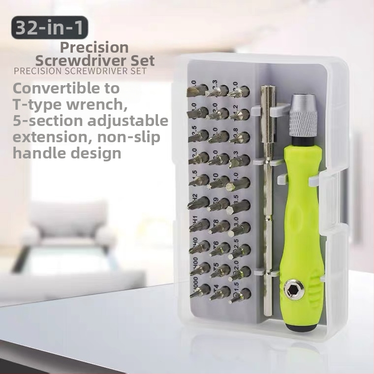 32‑в‑едно многофункционален ръчен отвертков комплект за ремонт на мобилни телефони и компютри, Cr-Mo стомана, магнитни върхове