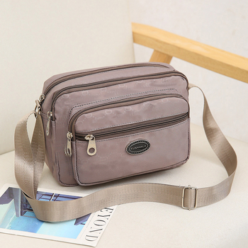 Geantă crossbody din nylon pentru femei – impermeabilă, siluetă pătrată orizontală, închidere cu fermoar, buzunar interior cu fermoar, căptușeală poliester-cotton