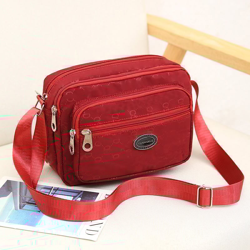 Geantă crossbody din nylon pentru femei – impermeabilă, siluetă pătrată orizontală, închidere cu fermoar, buzunar interior cu fermoar, căptușeală poliester-cotton