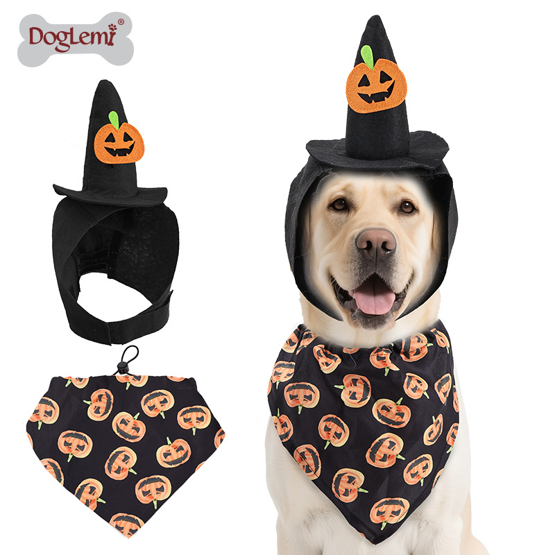 Costum de transformare pentru animale de companie, set cu pălărie de Halloween și eșarfă triunghiulară, poliester, stil leisure, marcă DogLemi