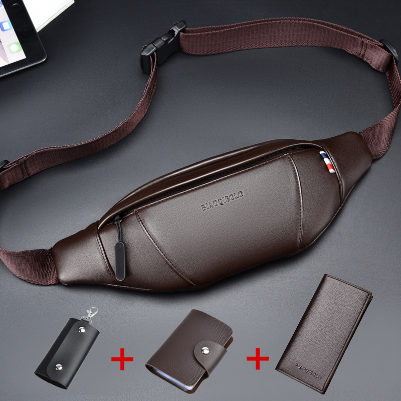 Muška pojasna torba, Street Trend PU koža, Zatvarač, Džep za telefon, Unutarnji džep sa zatvaračem, Model 01
