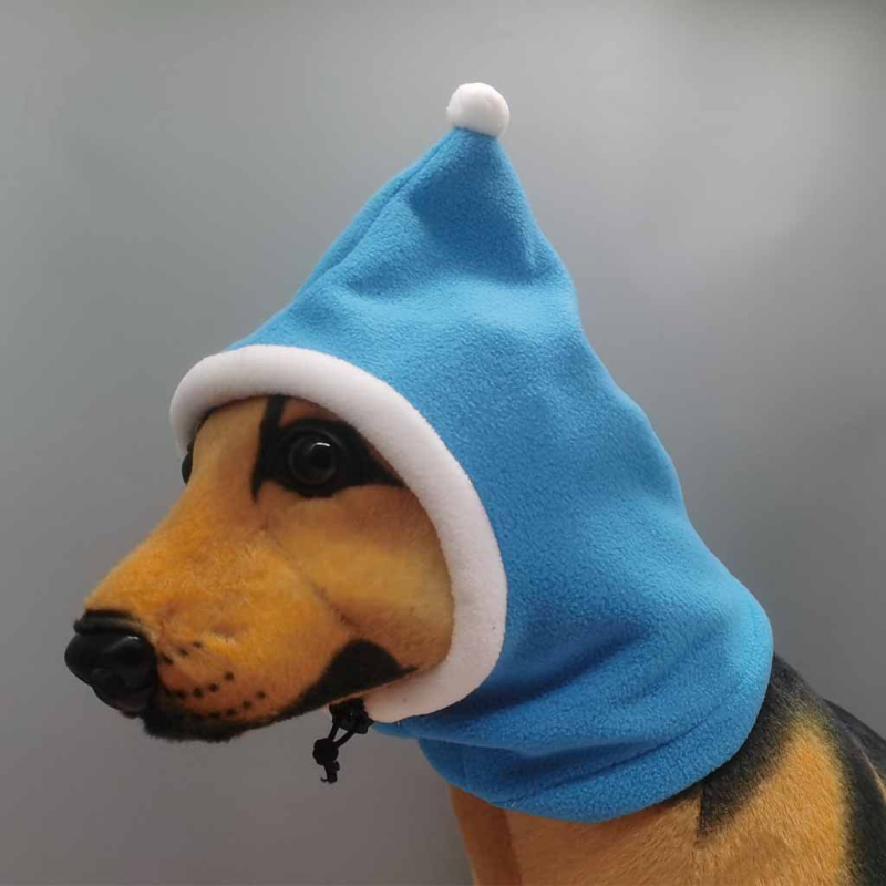Háziállatok fejfedője (macska és kutya), fleece anyagból, hímzett, univerzális illeszkedés, téli használat.