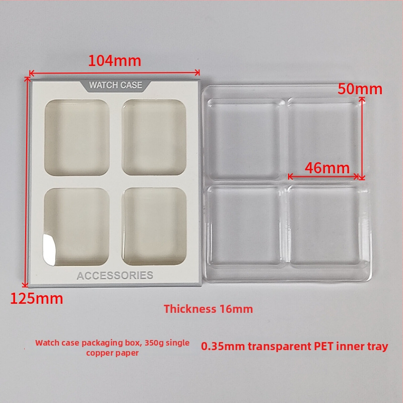 Krabičky na balenie ochranného krytu Apple Watch – štvorbalenie, papier/kartón, offset tlač, nosnosť 500 g, pre Apple Watch 4/5/6/7/8 SE