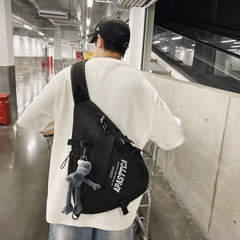 Geantă crossbody pentru bărbați — stil stradal, nylon, respirabil, marcă Ruiyingzizhi, model monocrom