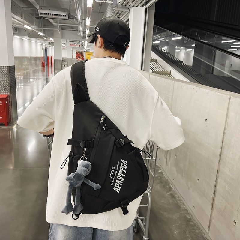 Geantă crossbody pentru bărbați — stil stradal, nylon, respirabil, marcă Ruiyingzizhi, model monocrom